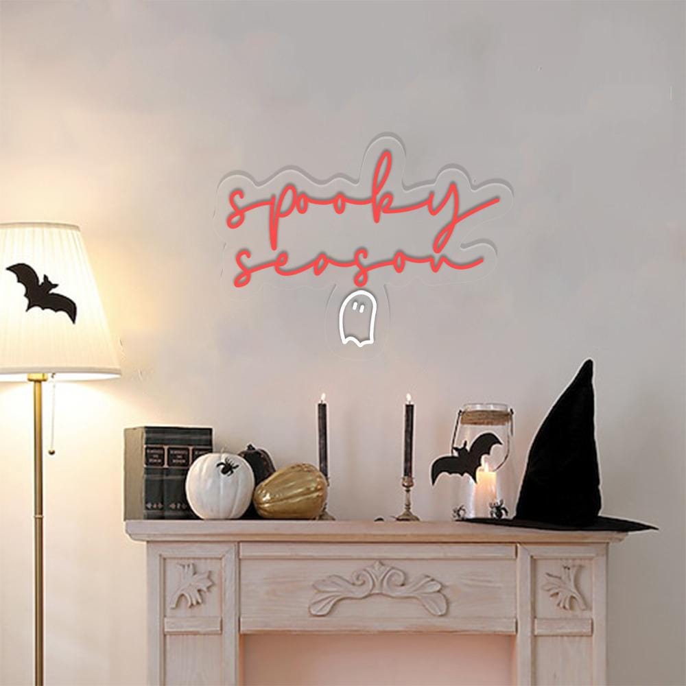 Cute Spooky Season Neon Sign Gifts, Funny Spooky Neon Sign, Ghost Neon Led, Spooky Season Gifts, Halloween Party Neon Sign, Fall Ghost Neon