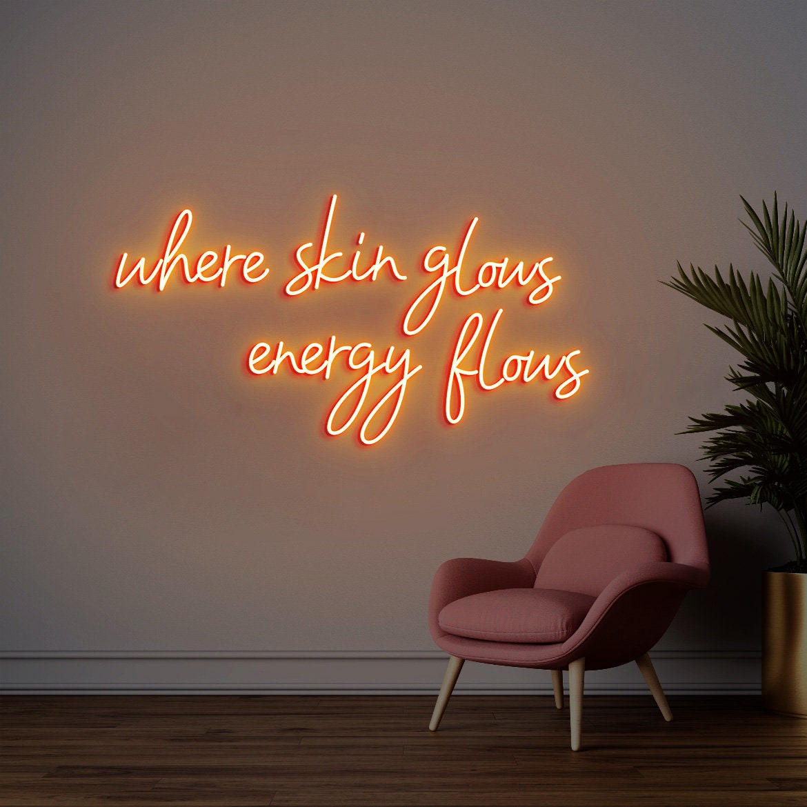Where Skin Glows Energy Flows Neon Sign, Spa Wall Decor, Esthetician Decor, Beauty Salon Sign, SkinCare Facial Room Wall Decor