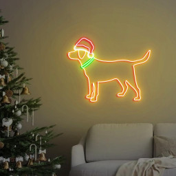 Christmas Dog Neon Sign, Christmas Black Lab Puppy Home Decor, Holiday Dog Mom Gift, Dog Christmas Wall Decor, Dog Lovers