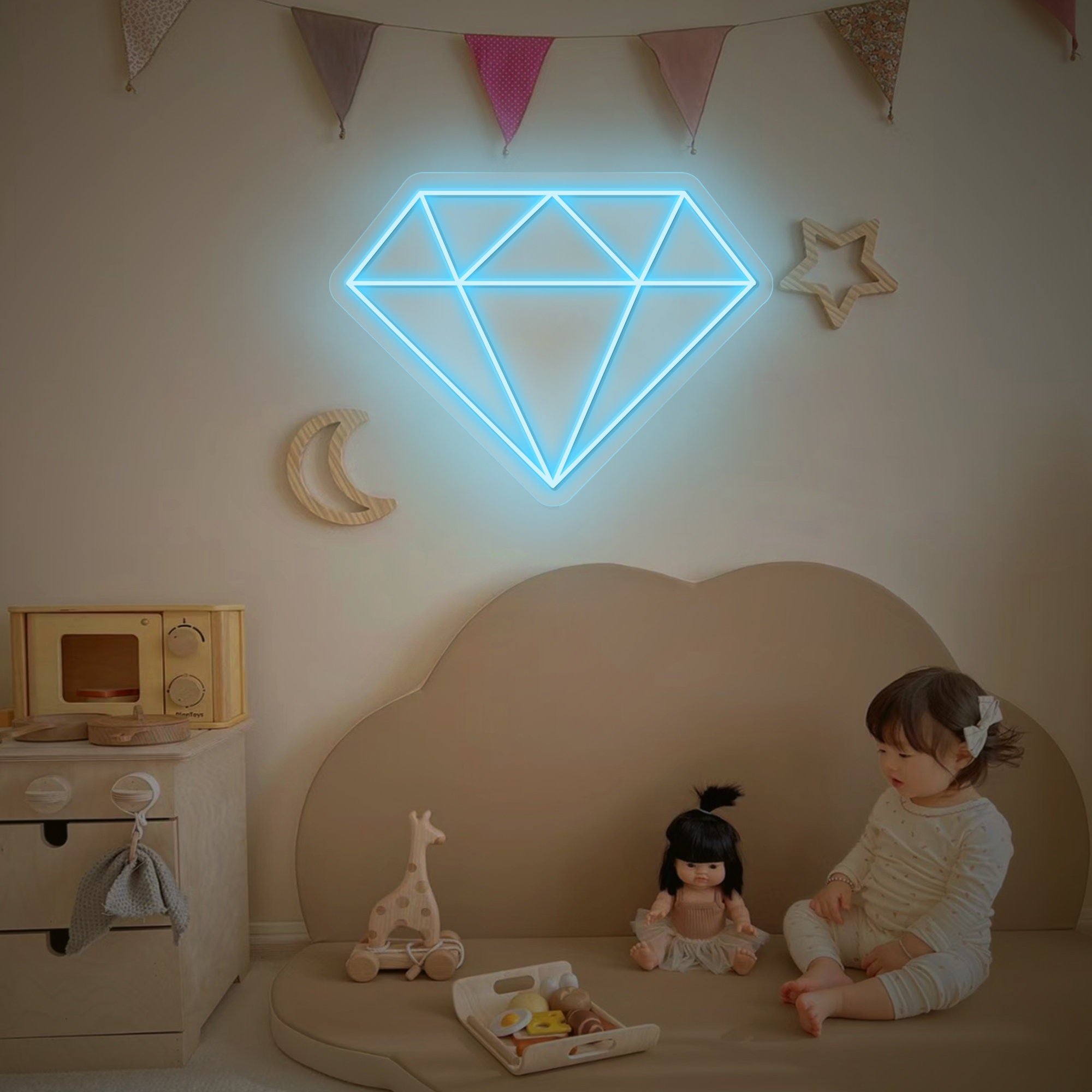 Diamond Art Led Neon Sign for Room decor, Wall decor Gift for her, Store Sign,Wedding Welcome Sign,Engagement Backdrop,Proposal Party Decor