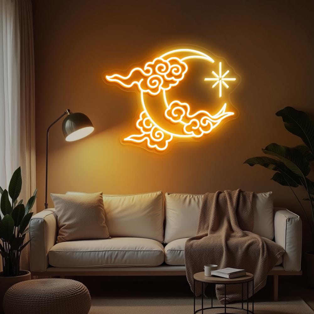 Moon Cloud Star Led Neon Sign, Moon Cloud Neon Sign, Kids Room Decor, Handmade Neon Gifts Sign, Moon Cloud Neon Wall Art, Custom Neon Sign