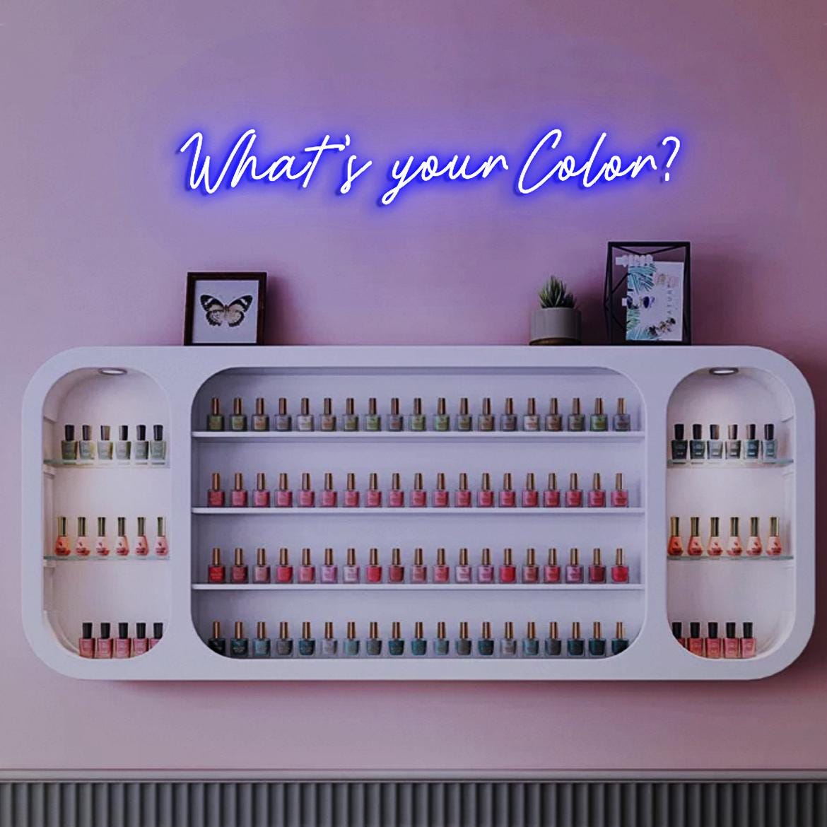 What's your Color? Nail Beauty Neon Light Sign, Nail Room Wall Art, Neon Sign for Nail Polish Rack Wall, Nail Business Wall Sign Display