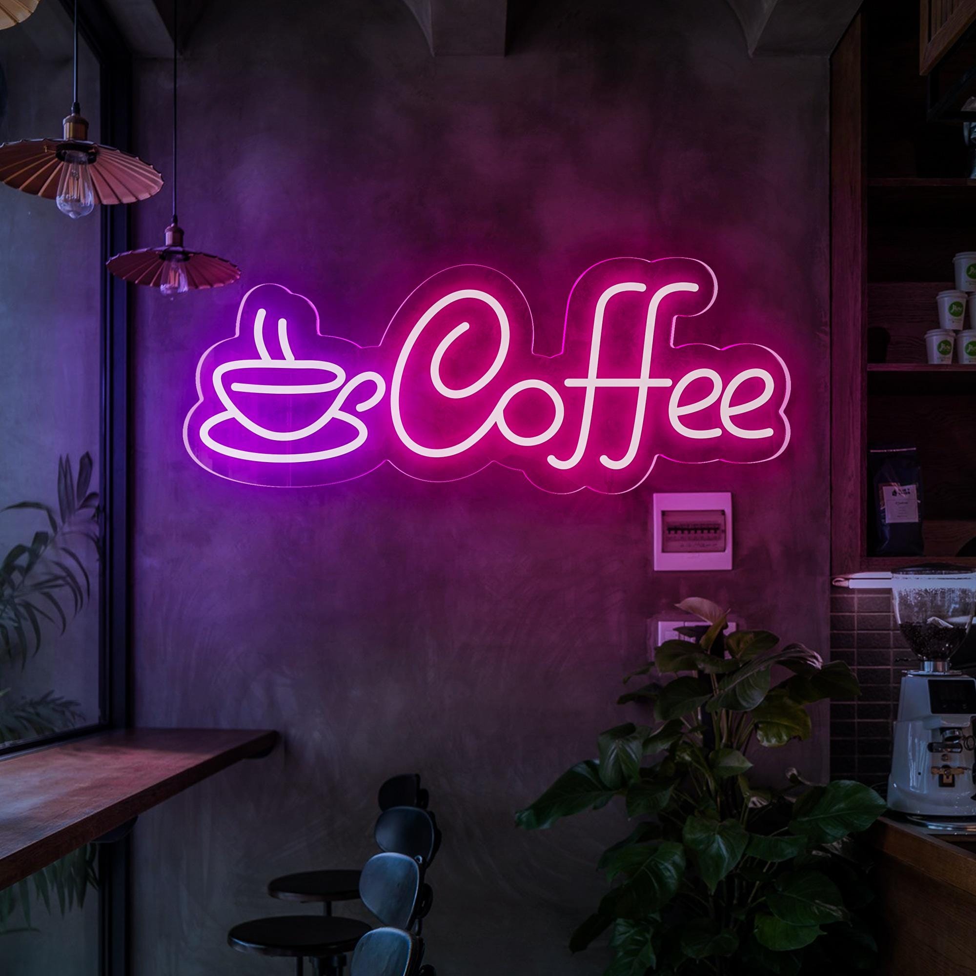 Coffee Neon Sign, Neon Cafe Decor,Business Neon Signs,Coffee Cut Line Art Neon Light Sign,Shop Wall Decor,Opening Sign Neon Art