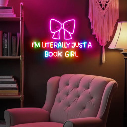 I'm Literally Just A Book Girl Neon Sign Gift Back To School Pink Bows Bedroom Decor Baby Girl Romantic Girly Teen Dorm Wall Decor