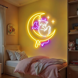Devil Cat Moon Neon Sign Halloween Cat Neon Light Spooky Gifts Halloween Wall Art, Witchy Bedroom Decor, Anime Gothic Decor For Cat Lover