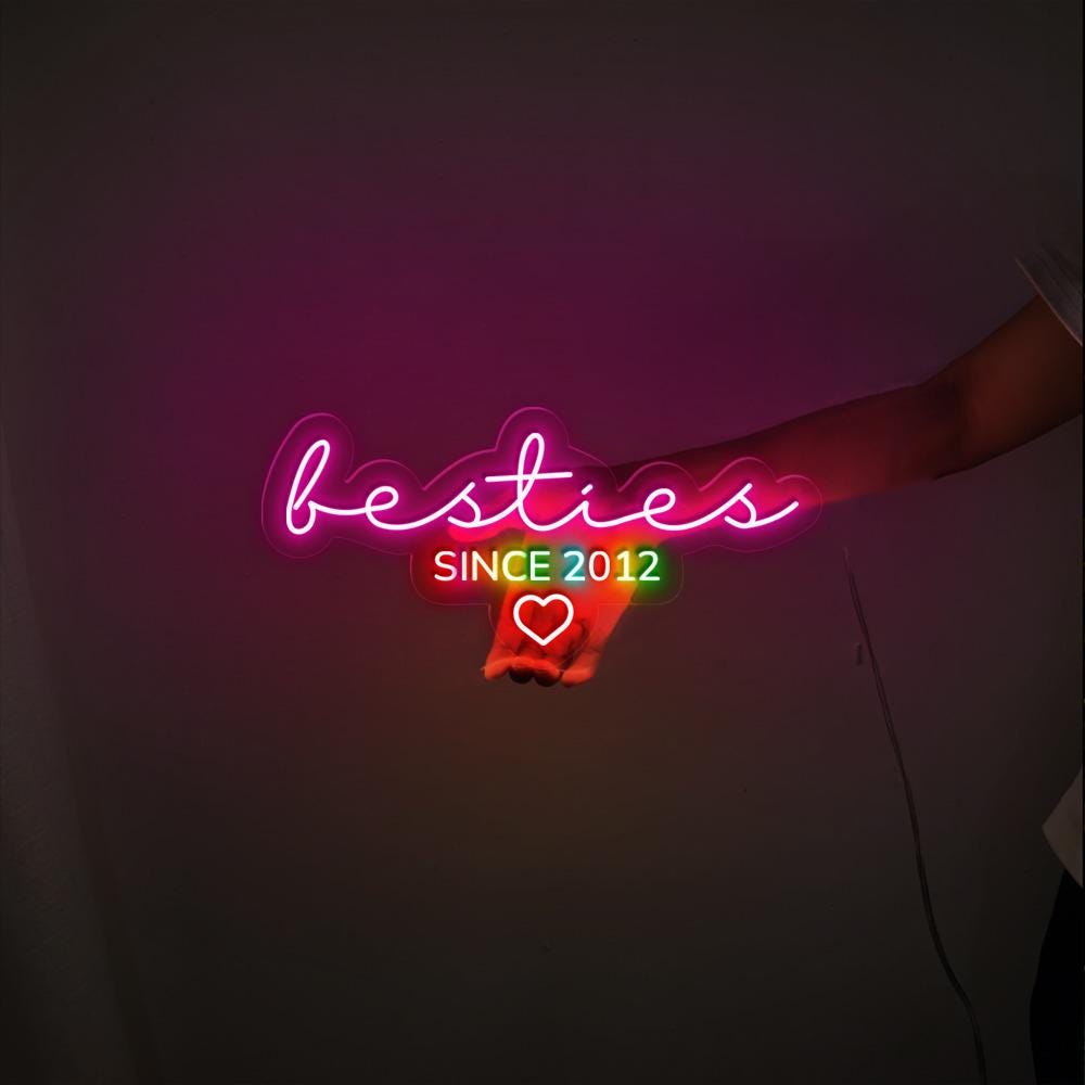 Custom Besties Neon Sign, Custom Since Best Friends Neon, Best Friend Birthday Neon, Girls BFF Neon Sign, Matching Best Friends Neon Gifts