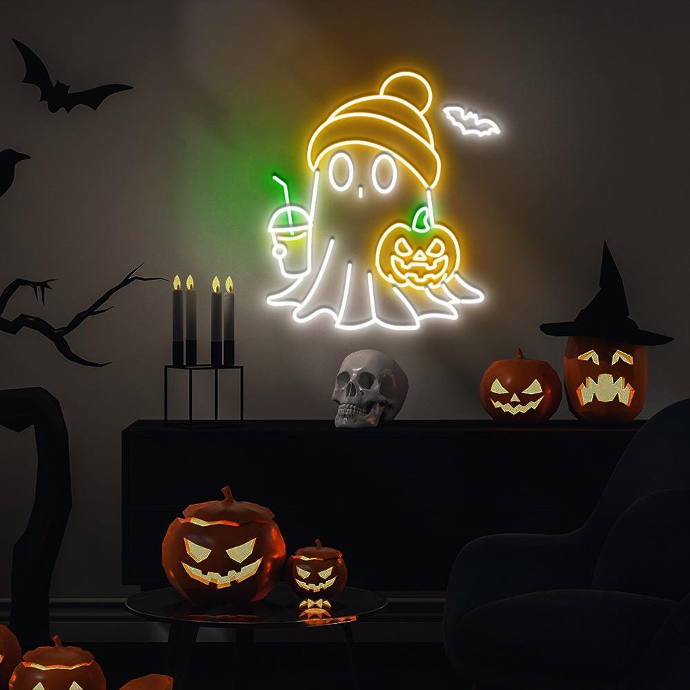 Cute Ghost Neon Sign Gifts, Funny Spooky Neon Sign, Womens Ghost Neon Led, Spooky Season Gifts, Halloween Party Neon Sign, Fall Ghost Neon