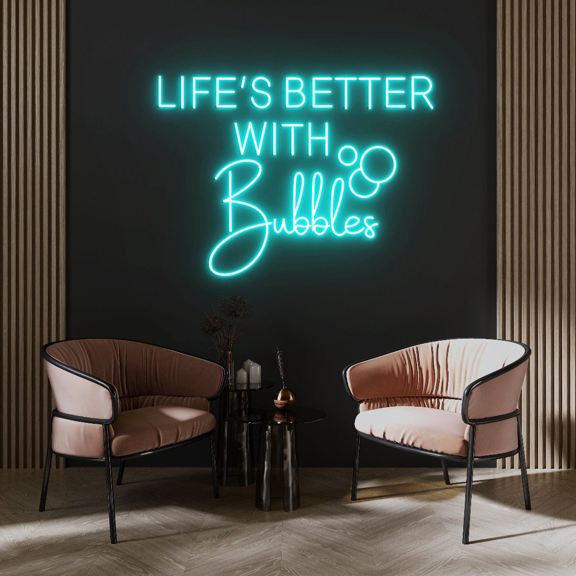 Life is better with Bubbles, Led Neon Sign, Bubbles Neon Sign, Champagne Wall Decor