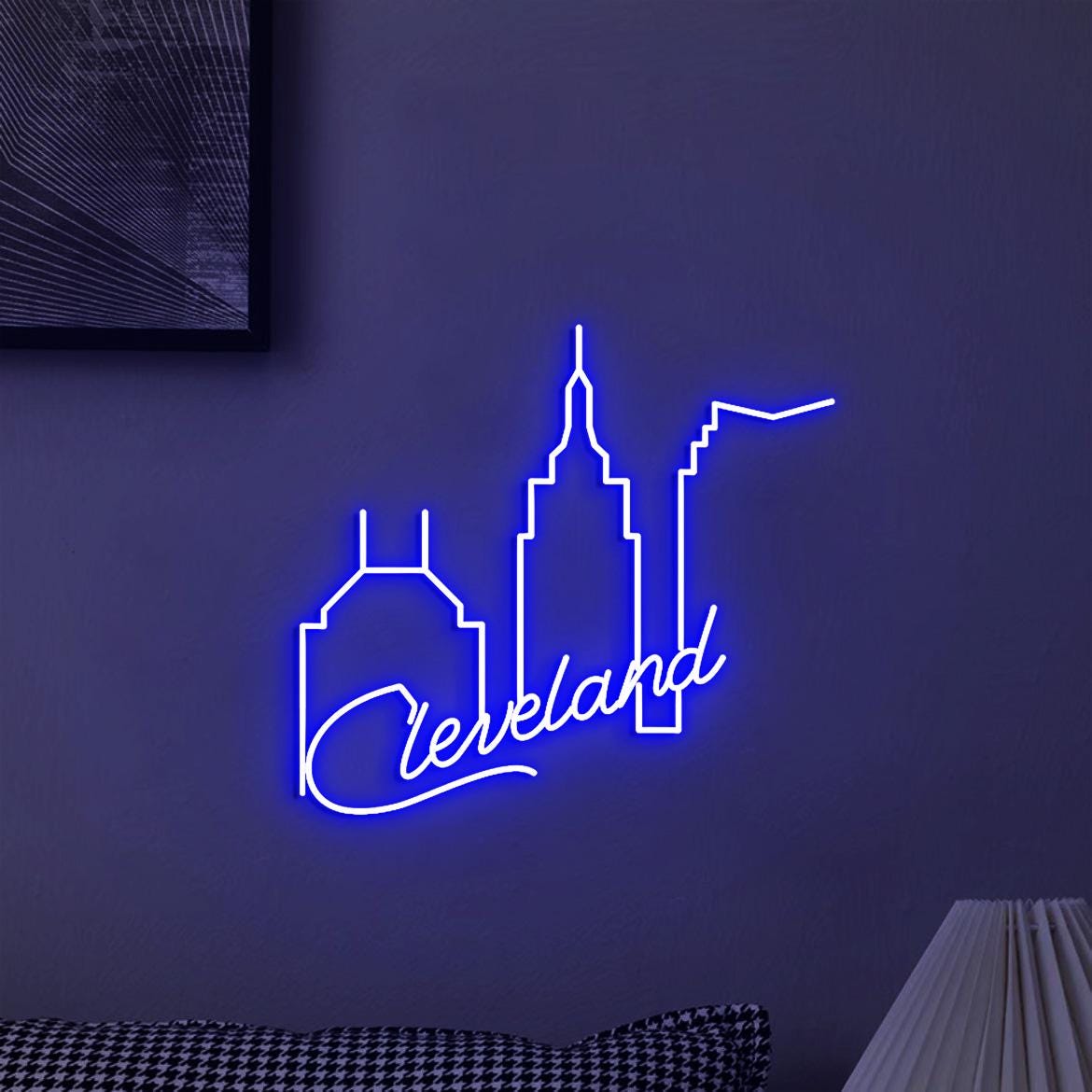 Cleveland Skyline Neon Sign, Cleveland Home Decoration, Cleveland City Wall Art, Cleveland Wall Office Decoration, Cleveland Loves Gifts
