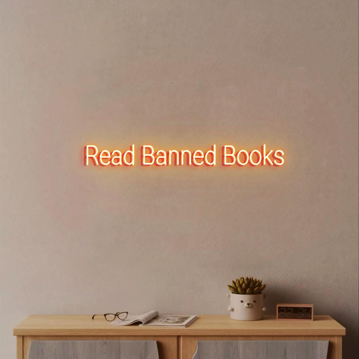 Read Banned Books Neon Light Sign, Funny Books Sign for Books Room Wall, Books Sign for Book shelf, Banned Sign Books Wall Decor, Read Sign