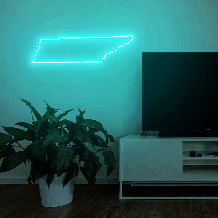 Tennessee State Neon Sign, Tennessee Map Wall Art, Tennessee Outline Art, Tennessee Home Decor, Personalized Tennessee Gift