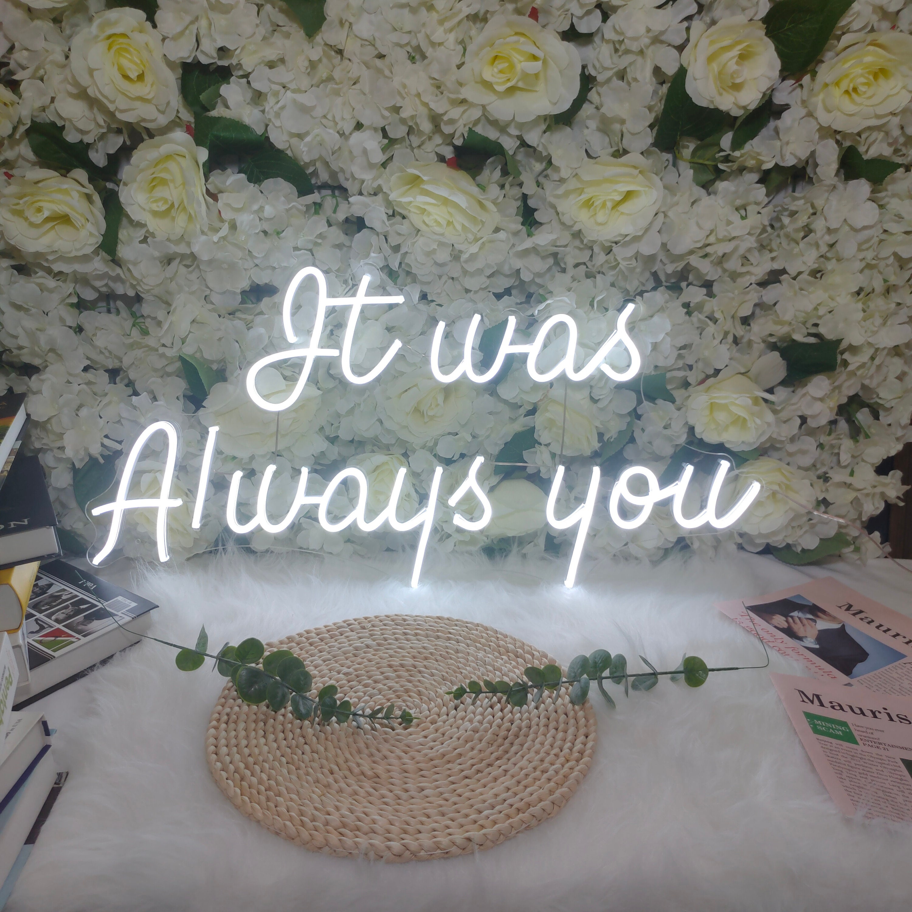 Neon Light It was always you Sign Custom Name Led Wedding Decor Engagement Party Home Room Decoration Anniversary Wall Decor Bar Neon Sign