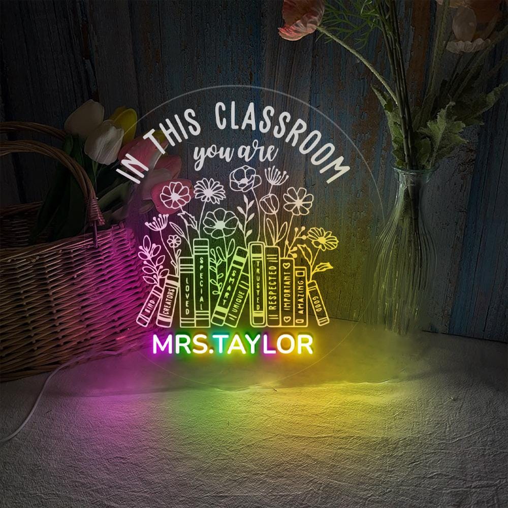 Custom Name Teacher Neon Sign, Teacher Appreciation, It's A Good Day To Read, Classroom Door Hanger, Personalized Language Teacher Neon Sign