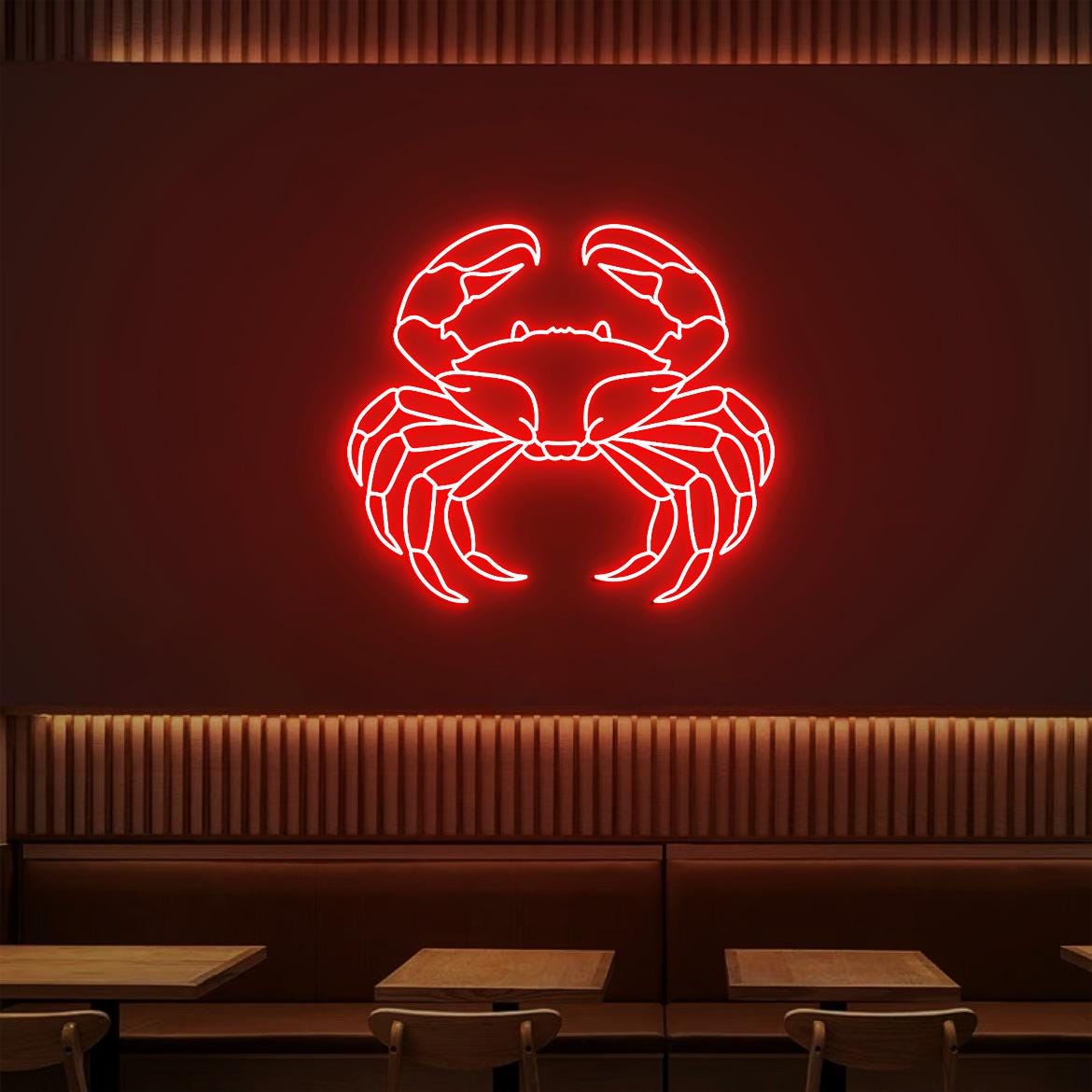 Crab Neon Sign, Red Crab Wall Neon Light, Wall Crab Art, Large Red Crab Decor, Crab Restaurant Neon Sign Light, Seafood Restaurant Decor