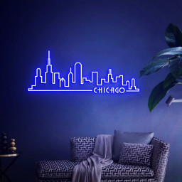 Chicago City Neon Sign, Chicago Skyline Art for Home Office Wall Decoration, Gift for Chicago Travel, Chicago Artwork