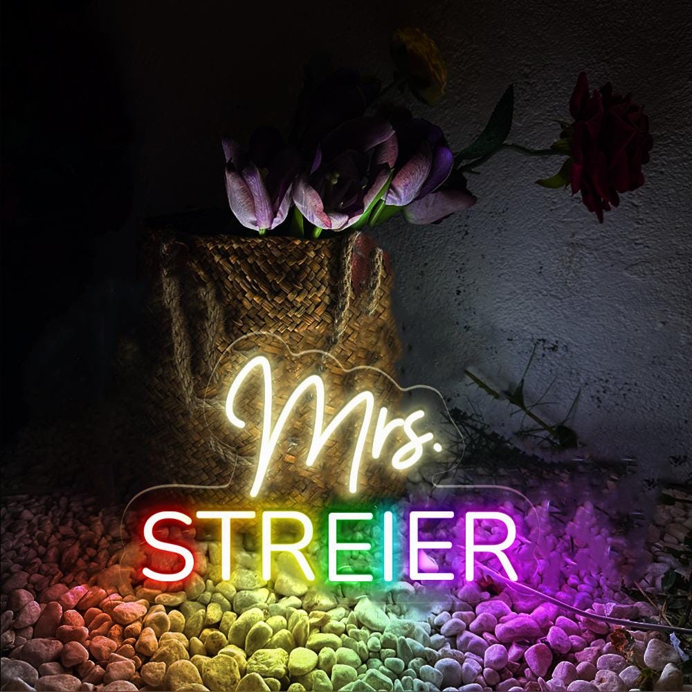 Custom Teacher Door Hanger Rainbow, Teacher Name Sign Door, Personalized Teacher Gift, Custom Teacher Appreciation, Gift Neon Teacher Sign