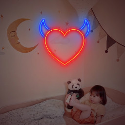 Heart With Horns Neon Sign, Devil Heart, Devil Horns Heart Sign Light Decor, Neon Sign Wall Decor, Neon Sign Bedroom, Heart Neon Light