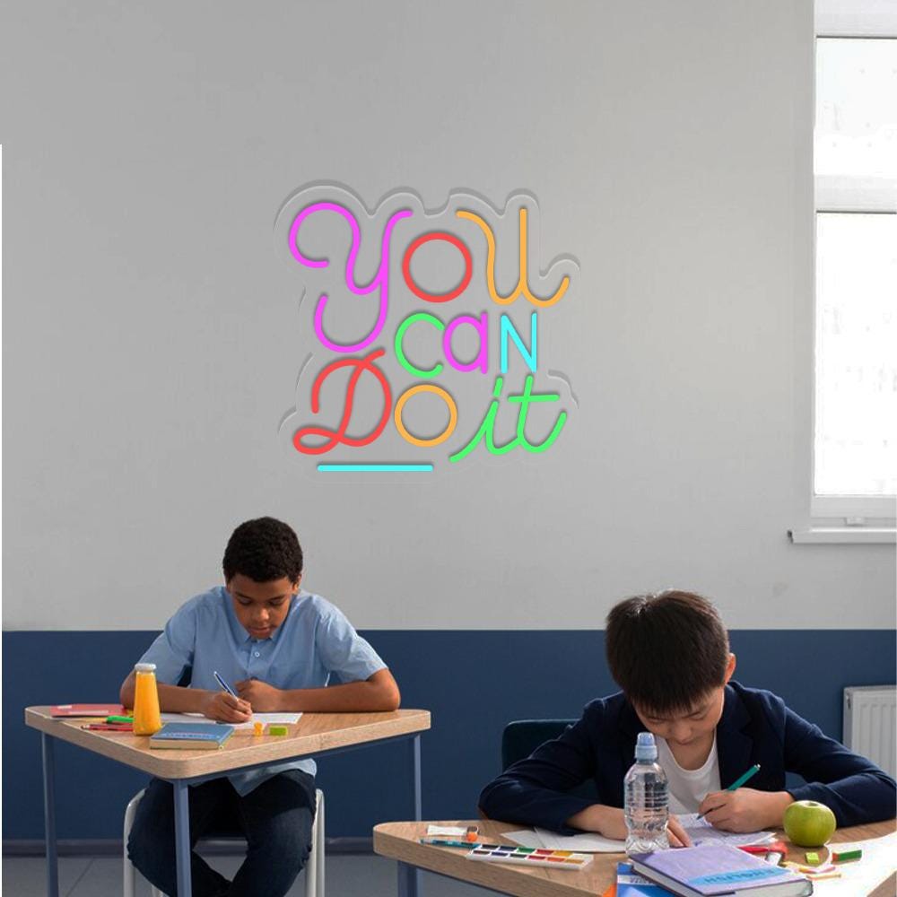 You Can Do It Neon Sign, Positive Affirmation, Kids Wall Neon, Growth Mindset, Classroom Decor, Positive Classroom, Education Gifts