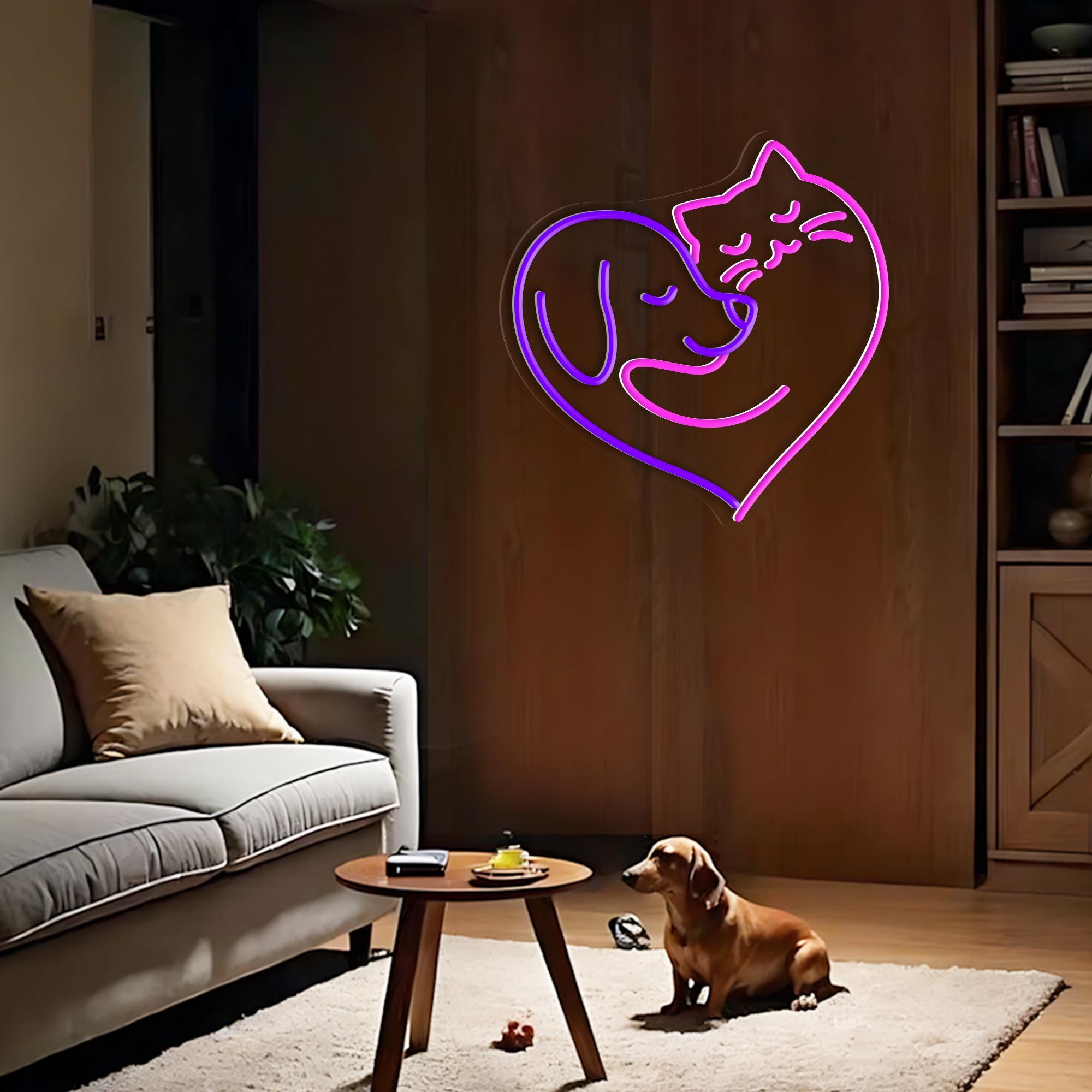 Dog Loves Cat Neon Sign Love Dog Neon Light Pet Shop Spa Sign Pet Lover Wall Art Bedroom Decor Gift for Dog Lover Gift for him Wall Decor