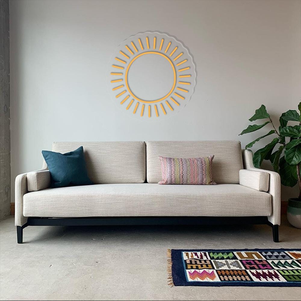 Modern Sunshine Neon, Boho Sun Neon, Neutral Sun,Mid Century Modern Wall, Abstract Sun Neon, Minimalist Sun, Gender Neutral, Bedroom Gifts