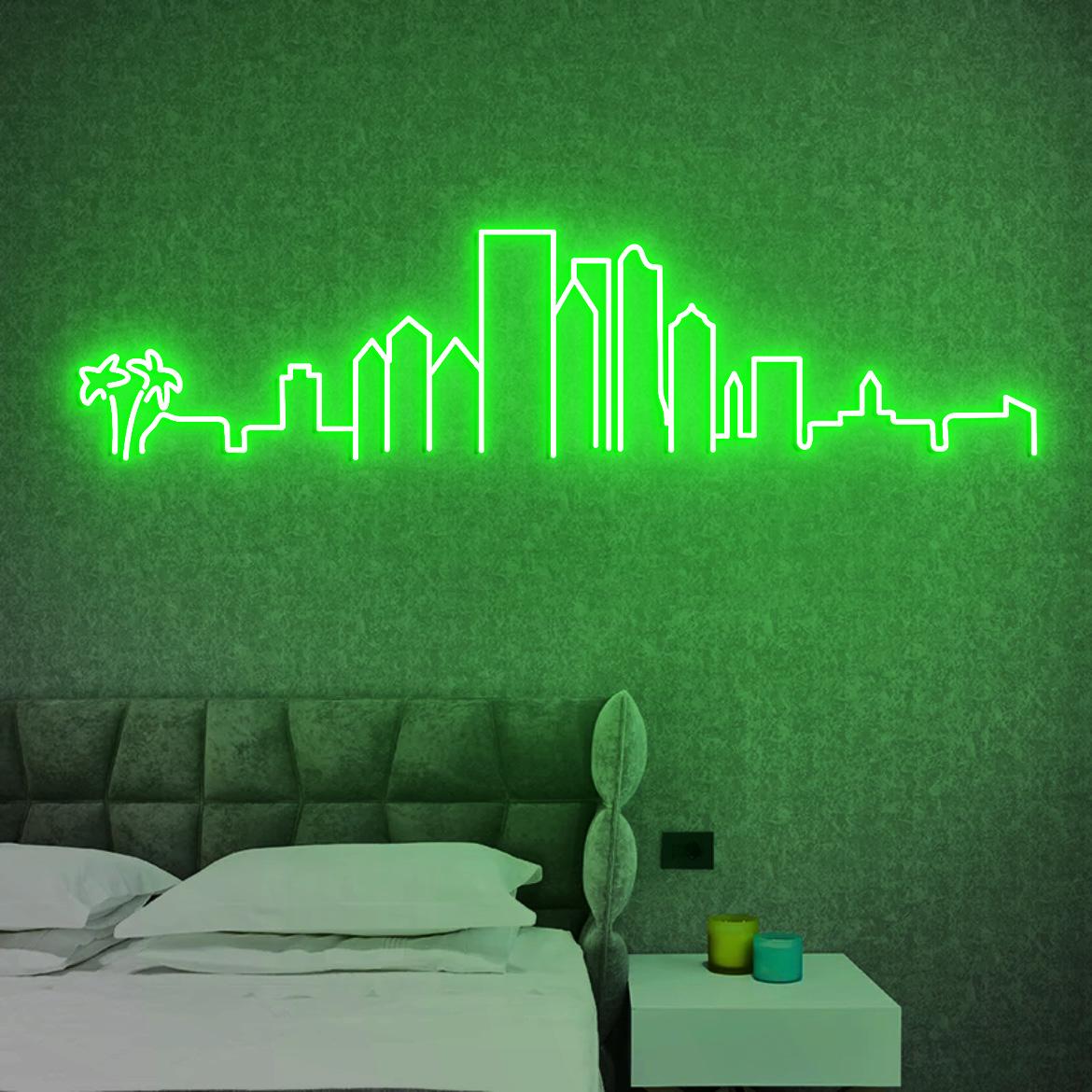 Miami Skyline Neon Sign, Miami, Florida Skyline Wall Art, New Home for Miami Gift, Neon Sign Miami Skyline, Moving Gift