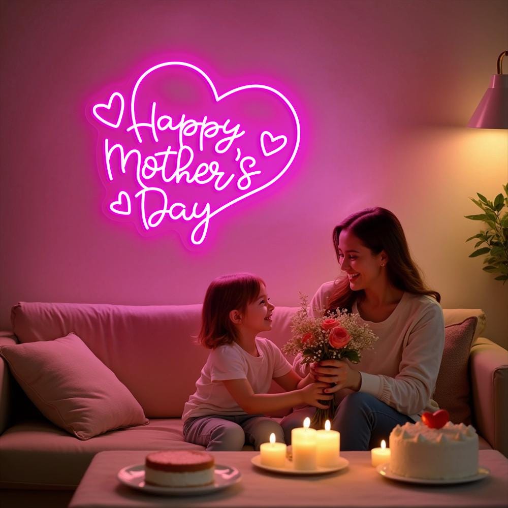 Happy Mother's Day Neon Sign, Custom Neon Sign for Mom, Mother's Day Neon Sign, Home Wall Decor, Gift for Mother's Day, Personalized Gifts