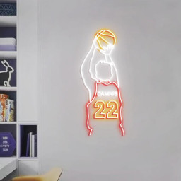 Customizable Basketball Player Jersey Name & Number, Neon Light Sign Basketball Jersey, Basketball Bedroom Wall, Custom Basketball Player