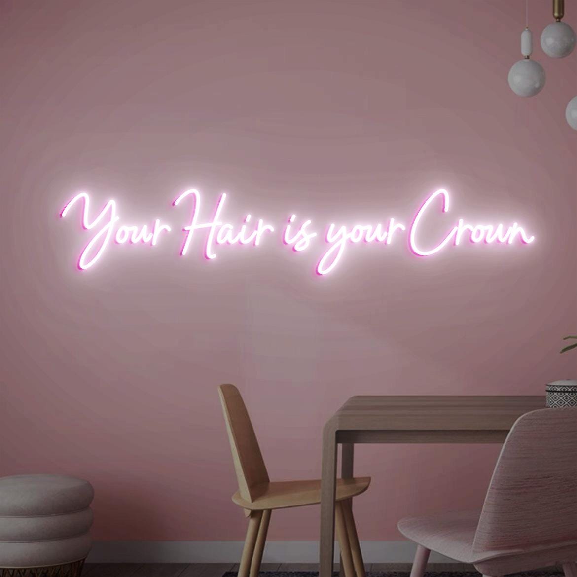 Your Hair is Your Crown Neon Sign, Beauty Salon Idea Wall Decor, Pink Salon Wall Decor, Beauty Room Neon Light Wall, Hair Salon Business