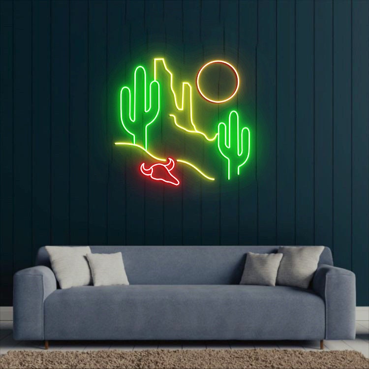 Western Desert Neon Light, Western Desert Decor, Western Home Decor, Wild West, Gift for Husband