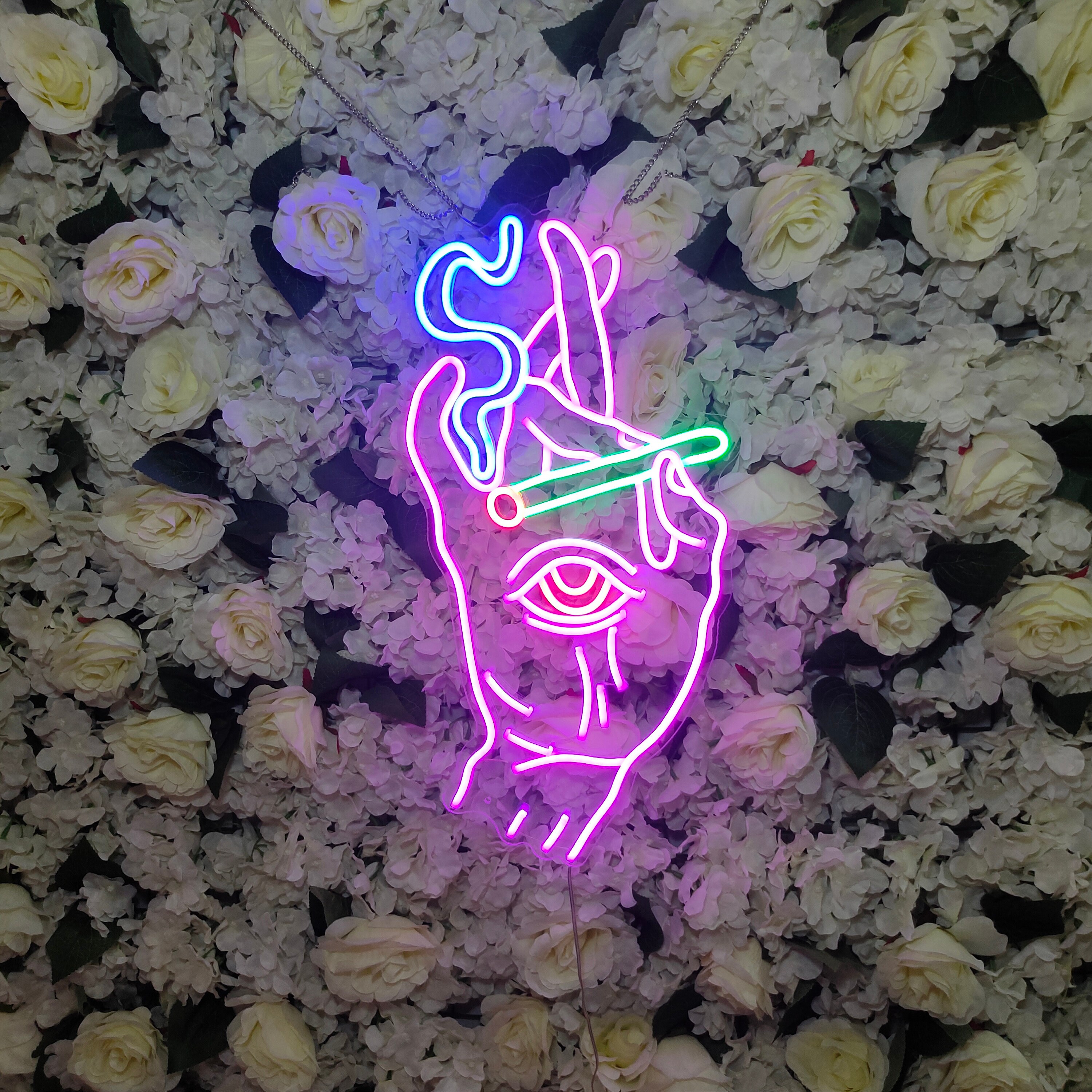 Custom Neon Signs Smoking Hand With Eye Neon Sign Bedroom Neon Sign Wall Decor Wedding Neon Sign Customized Neon Sign Led Neon Sign Art
