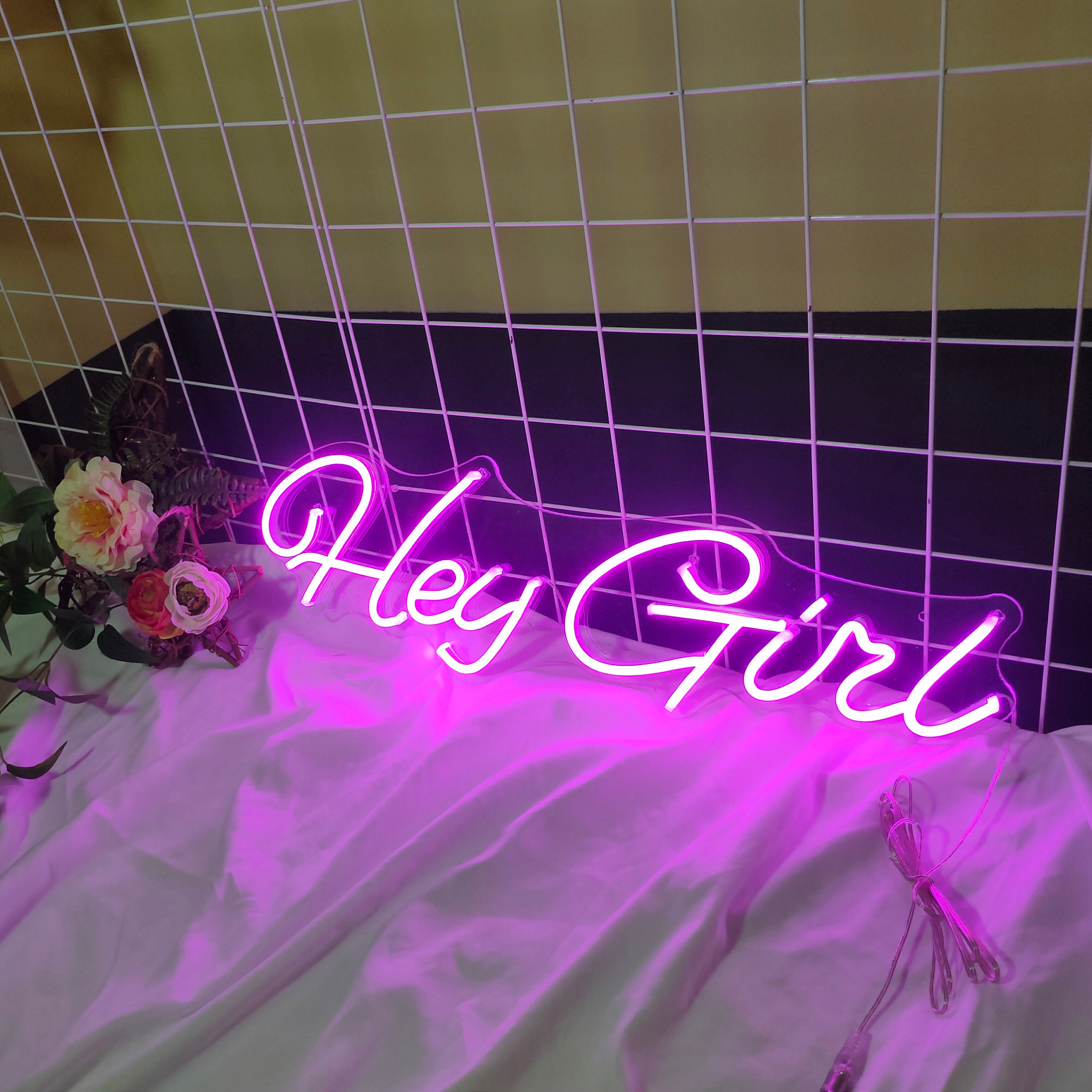 Hey Girl Neon Light Led Name Sign Wedding Decoration Wall Mural For Engagement Party Supplies Acrylic Banner personalized customization Art