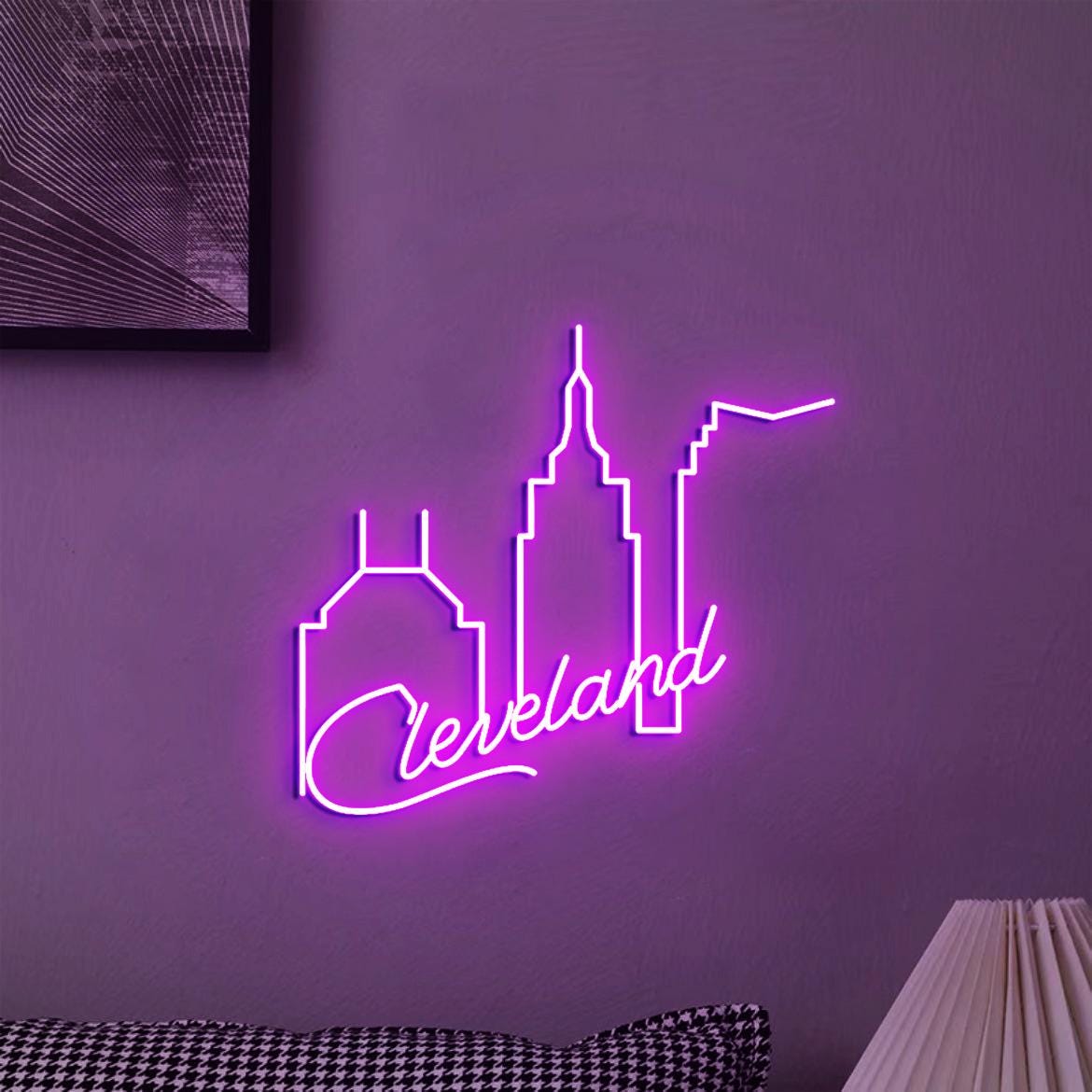 Cleveland Skyline Neon Sign, Cleveland Home Decoration, Cleveland City Wall Art, Cleveland Wall Office Decoration, Cleveland Loves Gifts