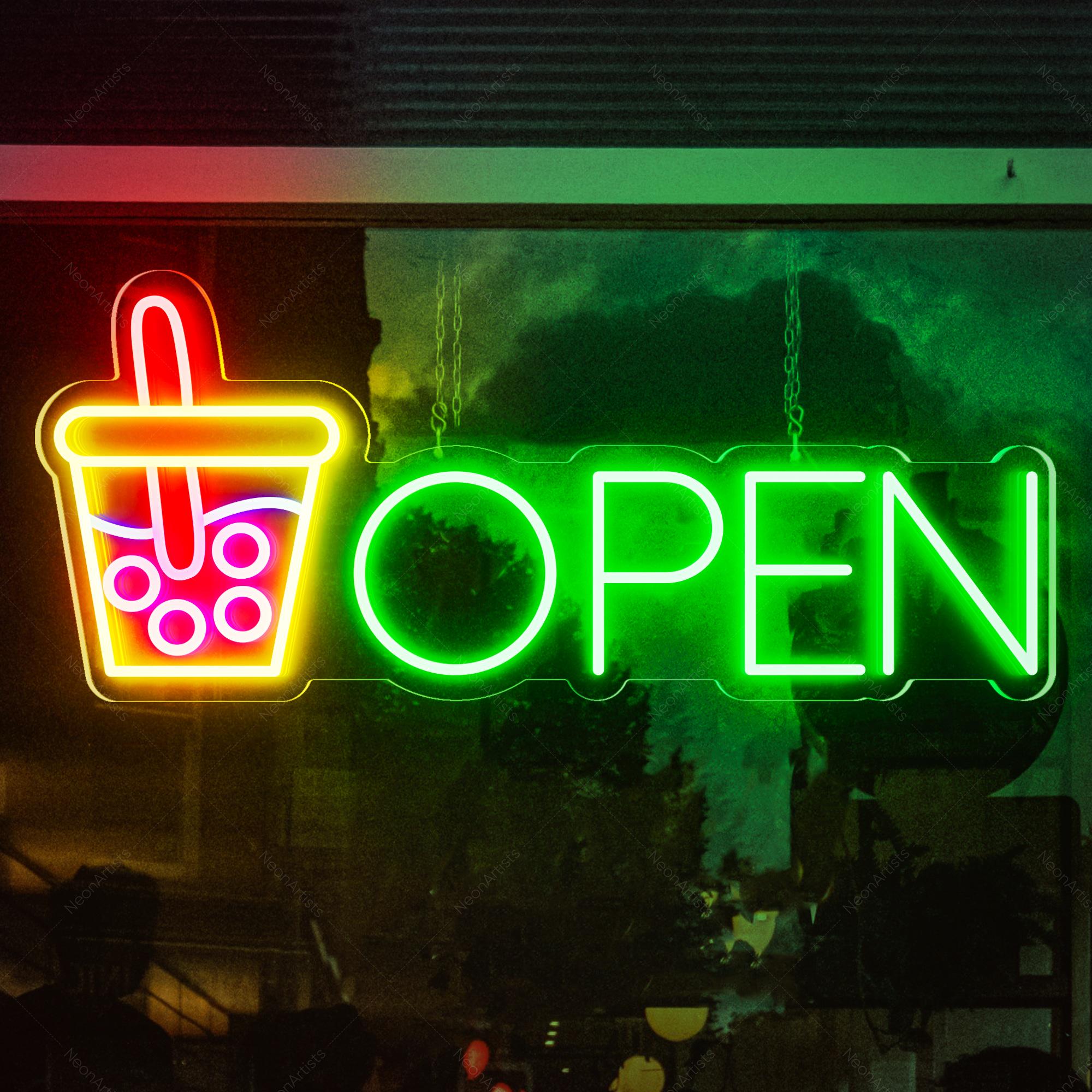 Boba Tea Open Sign|Open Bubble Tea Neon Sign|Open Milk Tea Neon Sign|LED Neon light For Milk Tea|Milk Tea Wall Decor Sign|Led Open Light