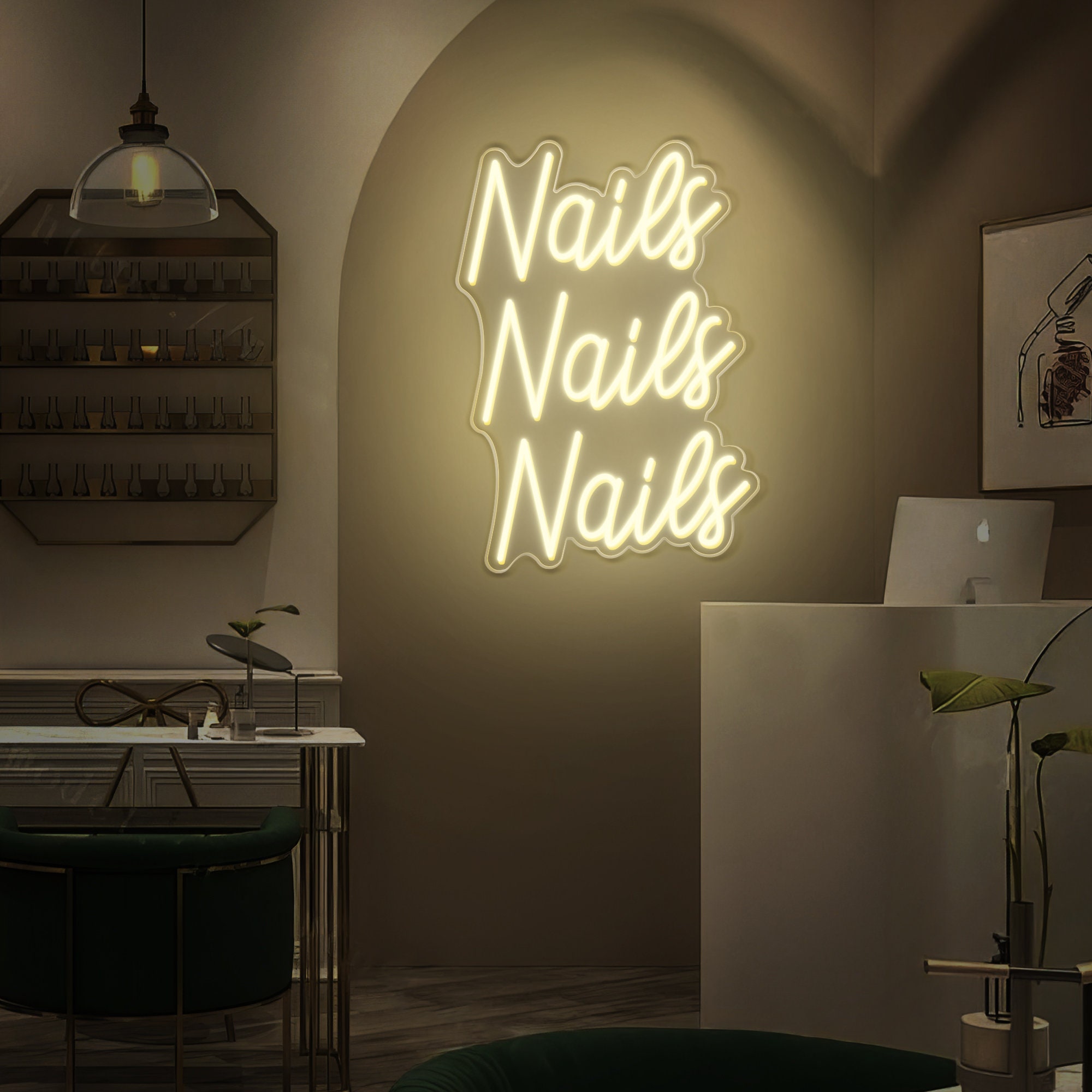 Nails Nails Nails Neon Sign,Custom Neon Sign,Beauty Salon Sign Nails Studio Wall Decor,Welcome Neon Sign,Nails Salon LED Sign