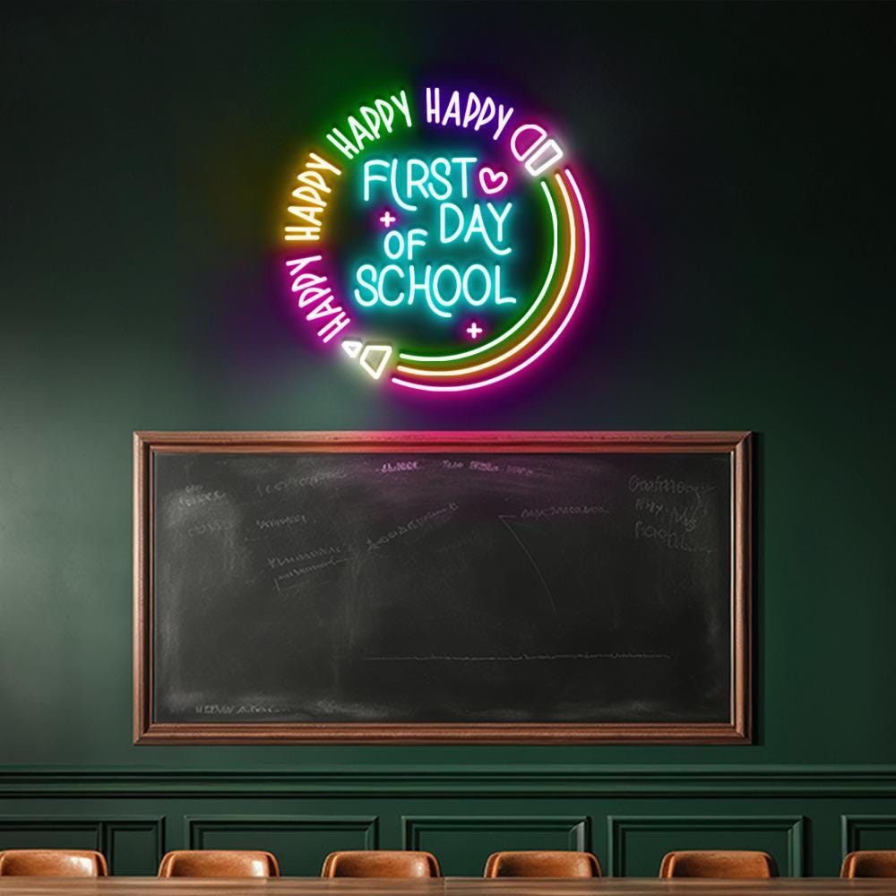 First Day of School Neon Sign, Happy First Day of School Neon, Teacher Life Neon, School Neon, 1st Day of School, Teacher Appreciation Gifts