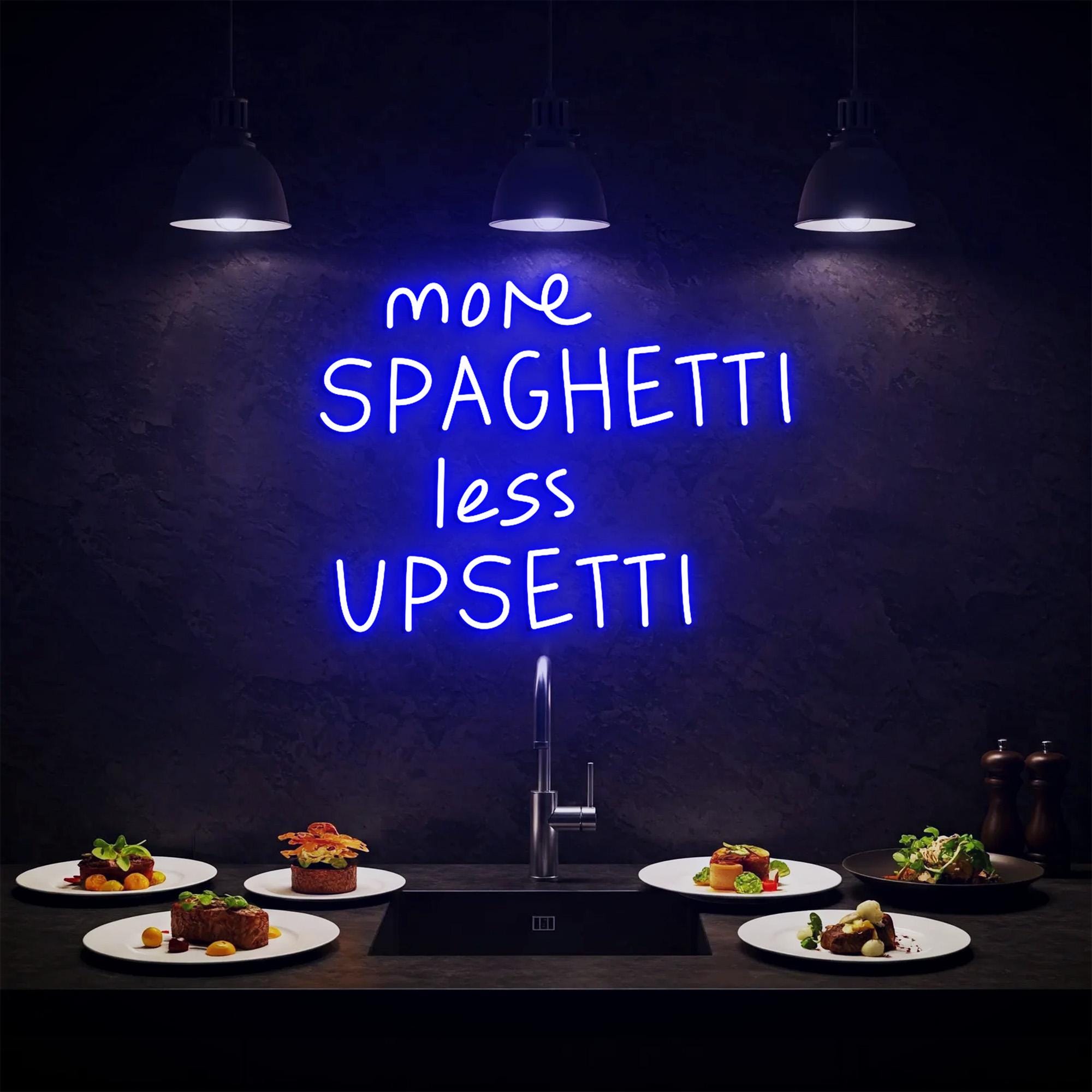 More Spaghetti Less Upsetti Neon Light, Neon Sign Light Decor, Restaurant Neon Sign, Signboard Neon Lights, Dining Room Wall Decor