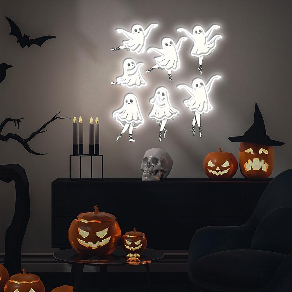 Kute Ballet Ghost Neon Sign, Ballet Dancer Neon, Spooky Dance Teacher Neon, Spooky Dance Teacher Gift, Halloween Gift, Funny Halloween Neon