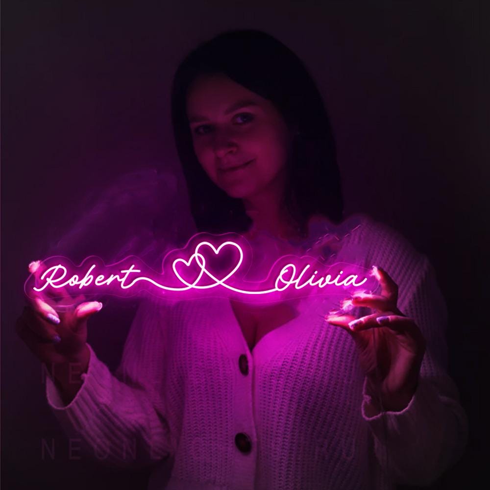 Personalized Couples Heart and Names Neon, Love Couple Neon for Women, Cute Valentine Day Neon, Valentine's Day Gifts, Happy Valentines Day