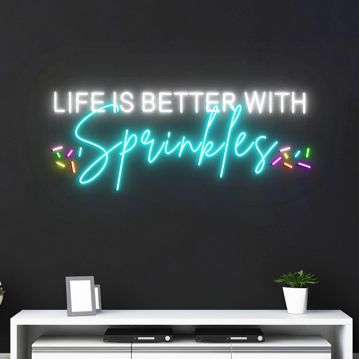 Life is Better With Sprinkles, Neon Light Signs, Summer Decor, Sprinkles Decor, Desert Bar Sign Decorations