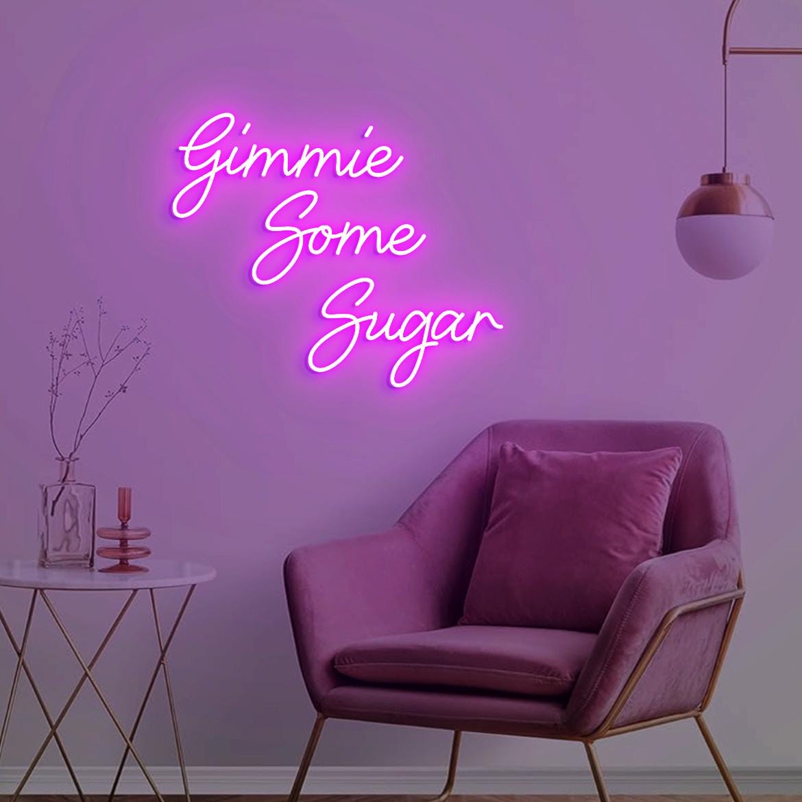 Custom Neon Sign Gimmie Some Sugar, Dessert Bar Wall Sign,Neon Light Sweets Shop Decor Idea, Candy Bar Shop Led Neon Sign