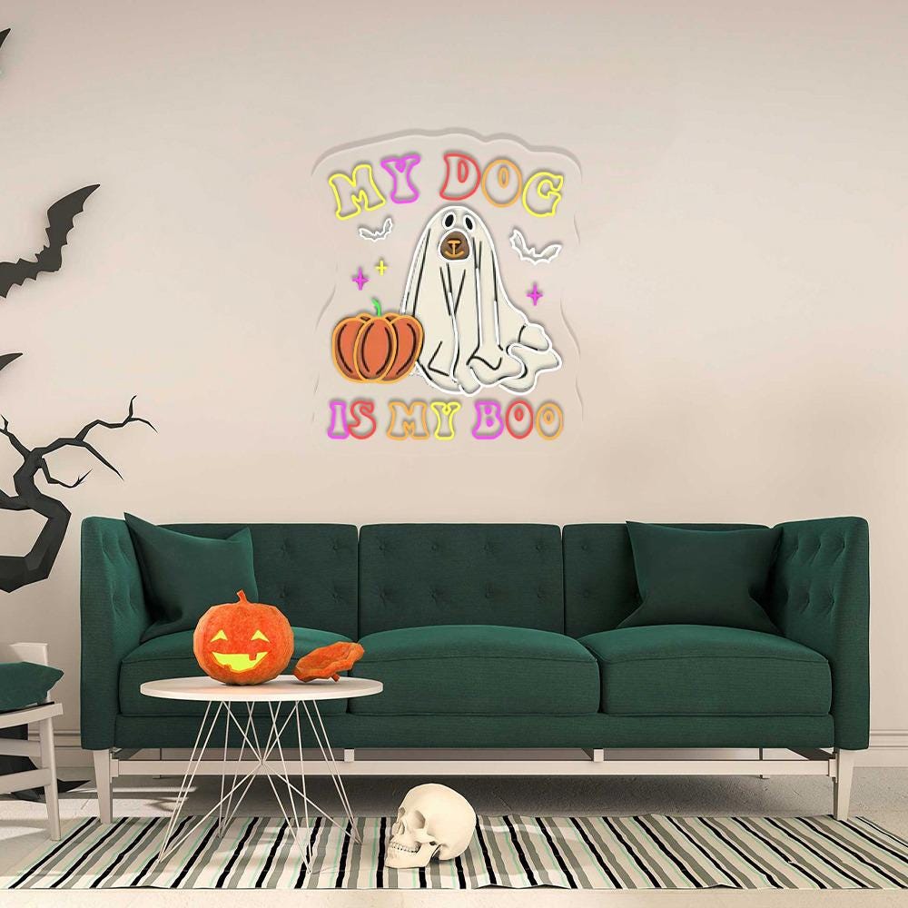 My Dog Is My Boo Neon Sign, Dog Mom Neon, Dog Lover Neon, Halloween Dog Neon, Halloween, Animal Lover Neon, Momster, Funny Halloween Neon.