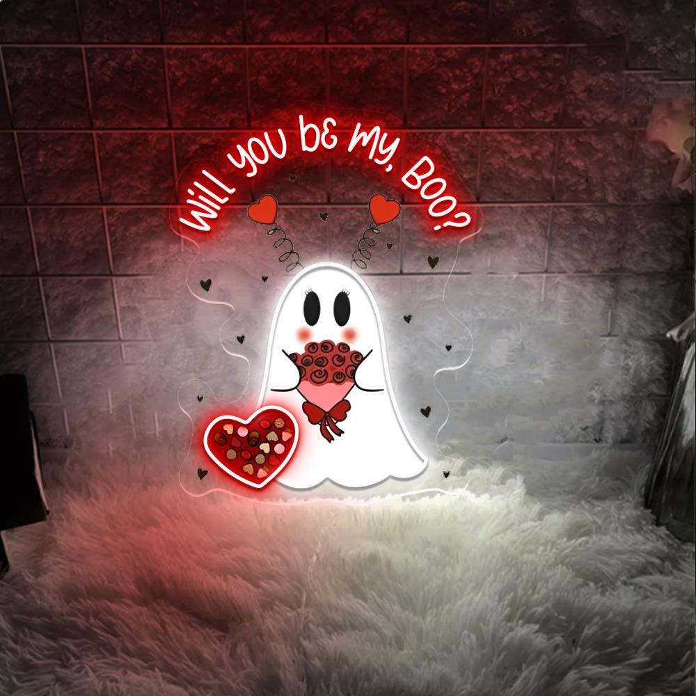 Will You Be My Boo Neon Sign, Ghost Neon, Valentines Day Hoodie, XOXO Neon, Women Valentines Day Neon Sign, Heart Neon, Happy Valentines Day