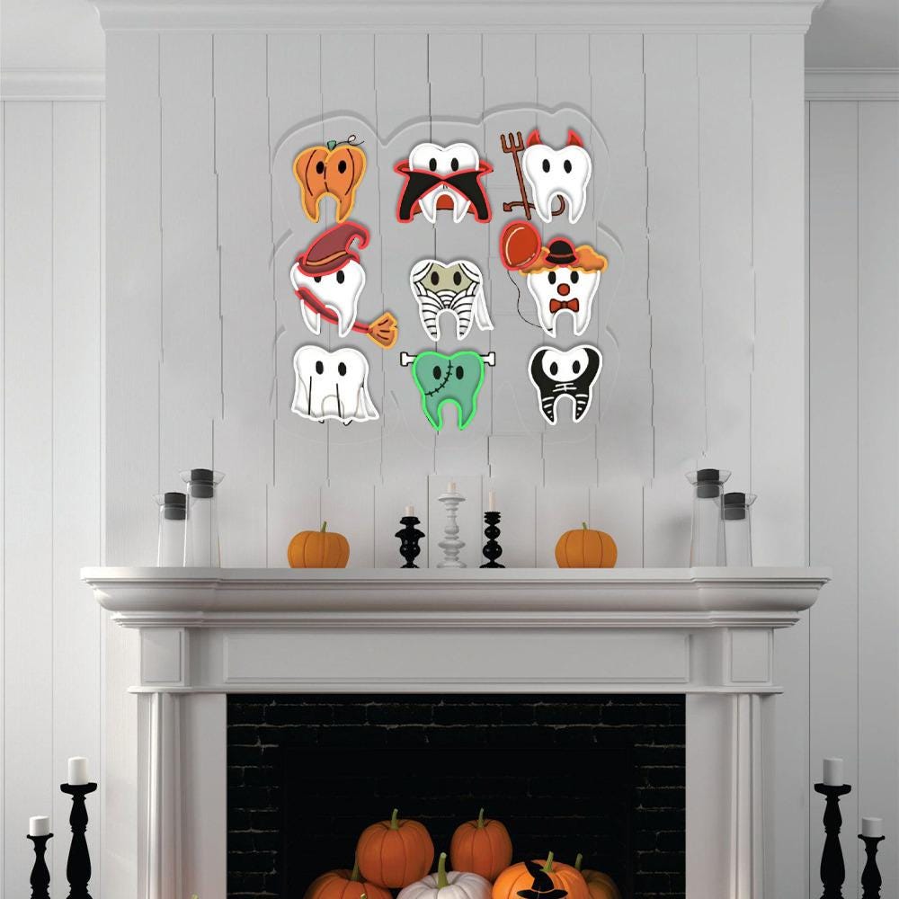 Spooky Halloween Dentist Neon Sign, Dental Halloween Neon, Matching Halloween Dental Neon Led, Dental Hygiene Neon Sign, Dental Office Neon