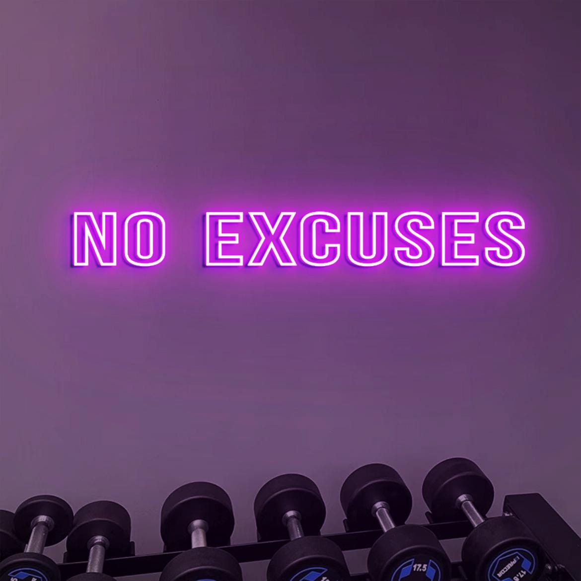 No Excuses Neon Sign Light, NO EXCUSES Sign Gym Wall, Motivational Quotes Signs for Fitness Wall, Training Room Wall Signs, Gym Presents