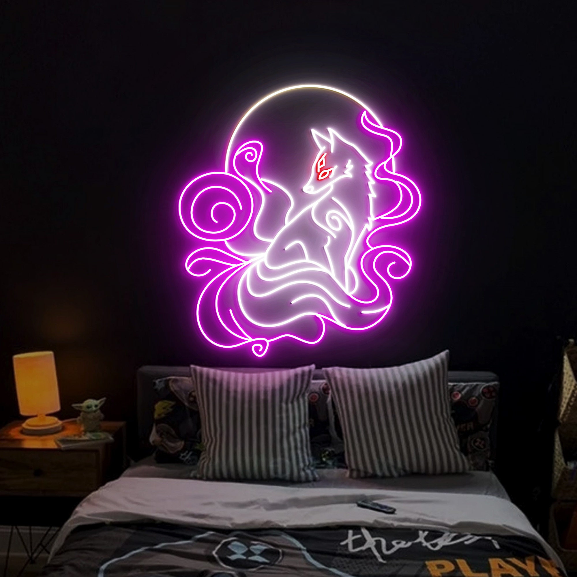 Nine Tailed Fox Neon Sign, Kitsune fox Art Light Decor, Custom Anime Neon Sign, Bedroom Fox Neon Lights, Anime Nine Tailed Fox Wall Art