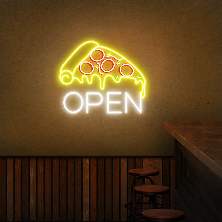 Pizza Open Neon Sign, Pizza Shop Sign, Pizza Shop Window Open Sign, Custom Open Business Sign, Restaurant Open Led Light, Pizza Wall Sign