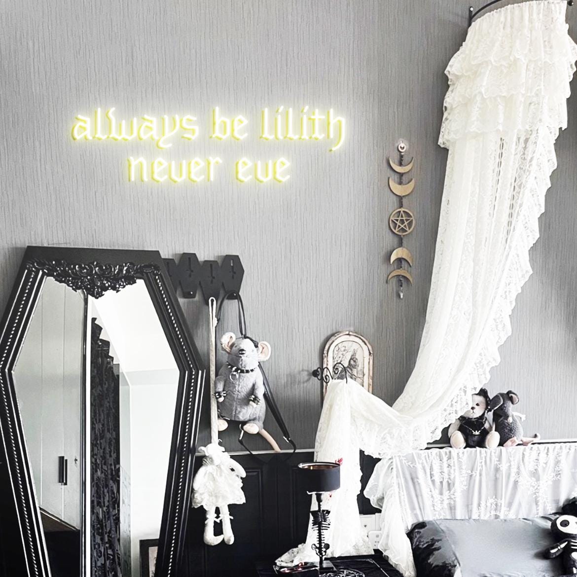 Always Be Lilith Never Eve Neon Sign, Lilith Sign for Goth Room Wall, Gothic Bedroom Wall Neon Light, Lilith Sign Wall