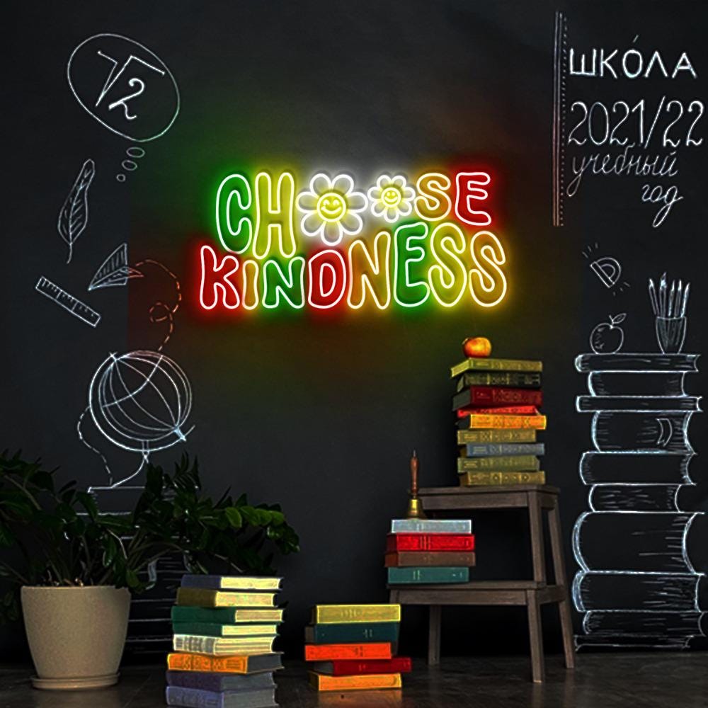 Choose Kindness Neon Sign, Cute Teacher Neon Sign, Teacher Smiley Face Neon Sign, Positive Affirmation Neon Sign, Group Teacher Neon Gifts