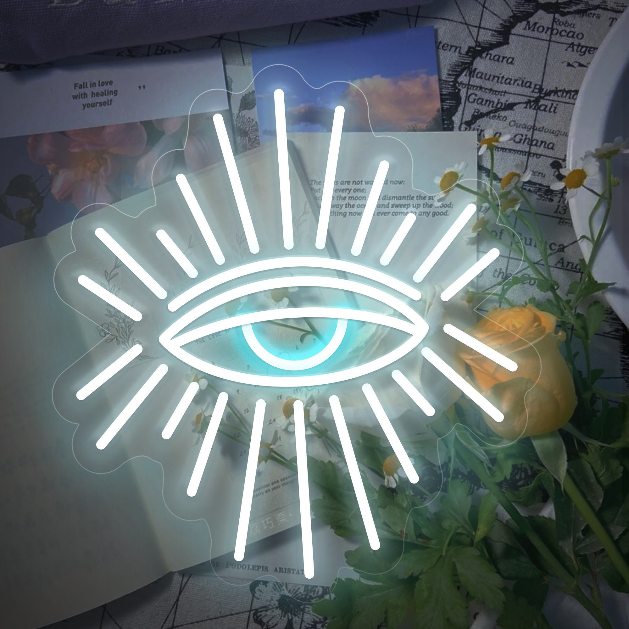 Evil Eyes Neon Signs for Bedroom Wall Decor, Eye Neon Sign,Neon Eye Sign, Spiritual Lights, Decorative Lights, Protection Amulet Neon Sign