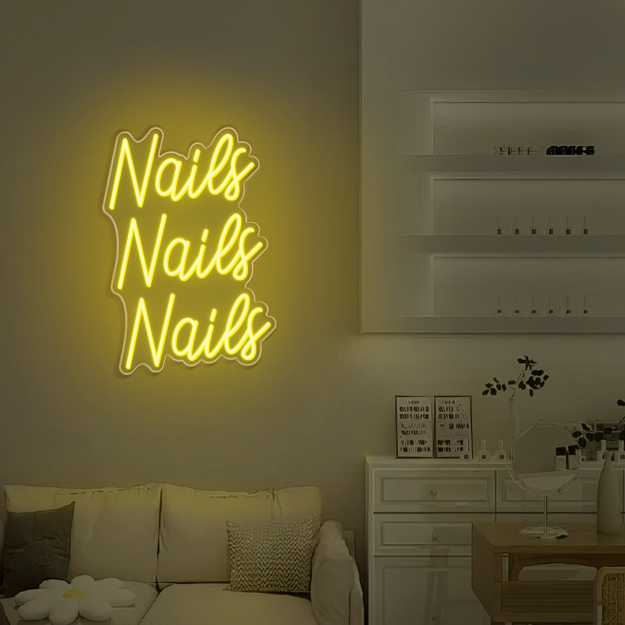 Nails Nails Nails Neon Sign,Custom Neon Sign,Beauty Salon Sign Nails Studio Wall Decor,Welcome Neon Sign,Nails Salon LED Sign